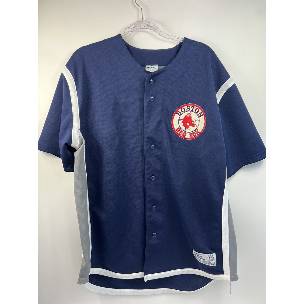 Boston Red Sox Baseball Dynasty Series Jersey Navy, White Mens Sz L‎ Vintage